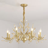 Modern Crystal Pendant Chandelier With Brass Hanging Light - 5/6/8 Bulbs 22/27.5/31.5 Width