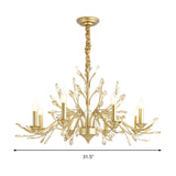 Modern Crystal Pendant Chandelier With Brass Hanging Light - 5/6/8 Bulbs 22/27.5/31.5 Width