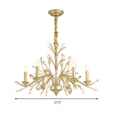 Modern Crystal Pendant Chandelier With Brass Hanging Light - 5/6/8 Bulbs 22/27.5/31.5 Width