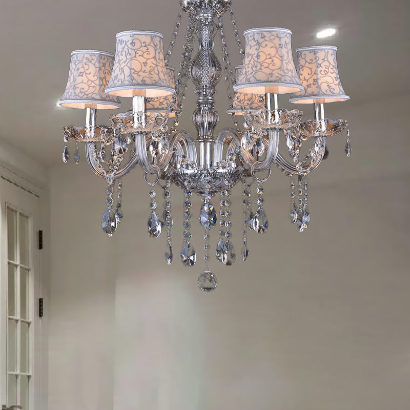 Clear Crystal Modernist Bell Ceiling Chandelier with 6/8 Bulbs - Living Room Pendant Lamp in Beige - 23"/28" W"
(Note: The original title was already relatively concise, so this alternative title is a slight modification.)