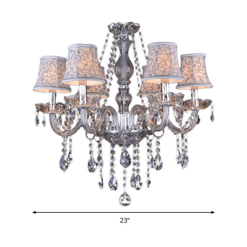 Clear Crystal Modernist Bell Ceiling Chandelier with 6/8 Bulbs - Living Room Pendant Lamp in Beige - 23"/28" W"
(Note: The original title was already relatively concise, so this alternative title is a slight modification.)