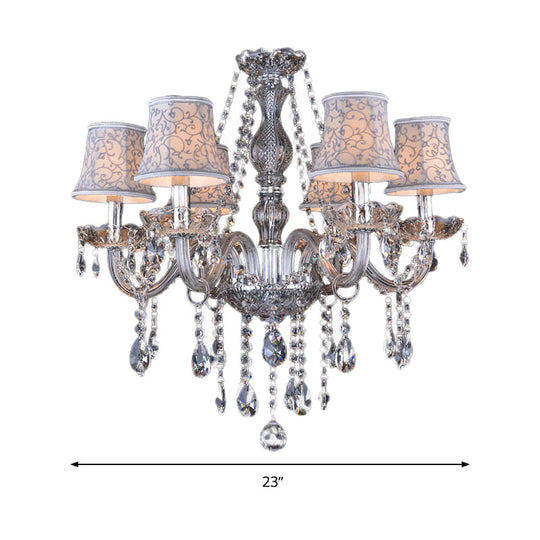 Clear Crystal Modernist Bell Ceiling Chandelier with 6/8 Bulbs - Living Room Pendant Lamp in Beige - 23"/28" W"
(Note: The original title was already relatively concise, so this alternative title is a slight modification.)