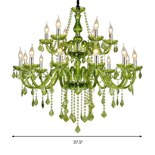 Modern Crystal Chandelier: Green Hanging Pendant For Bedroom - 6/18 Lights 23/37.5 W