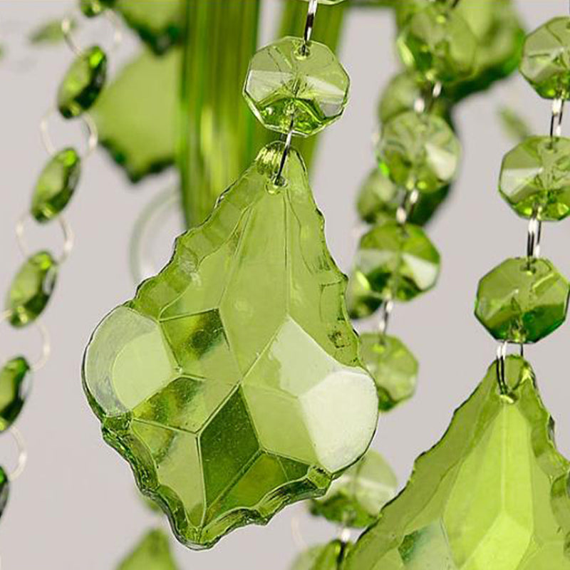 Modern Crystal Candle Chandelier - Green Pendant Lighting for Bedroom (6/18 Lights) - 23"/37.5" W