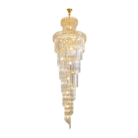 Sleek 12-Head Clear Crystal Spiral Suspension Ceiling Lamp Pendant