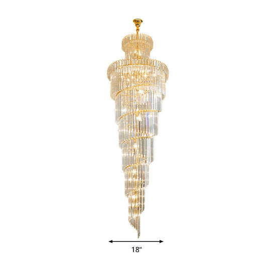 Sleek 12-Head Clear Crystal Spiral Suspension Ceiling Lamp Pendant