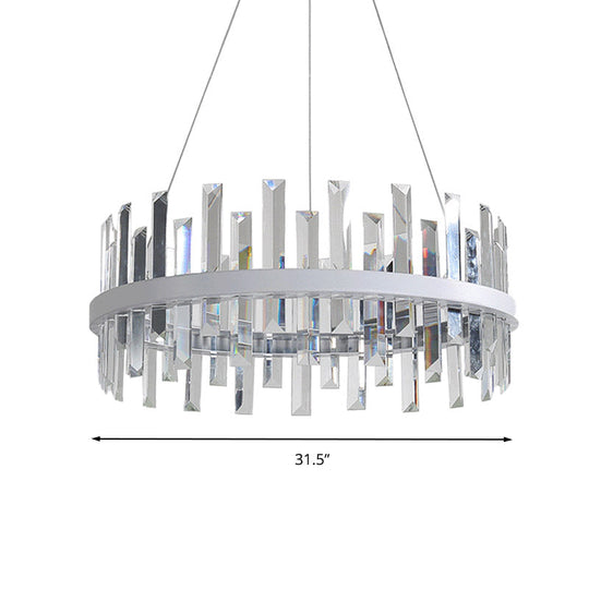 Modern Crystal Chandelier - Circular Pendant Ceiling Light Warm Led 23.5/31.5 Wide