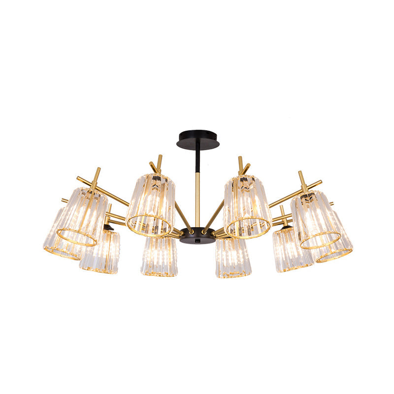 Black Crystal Cylinder Ceiling Lamp Contemporary Chandelier Light (6/8/10 Heads) Wide Range Of Sizes