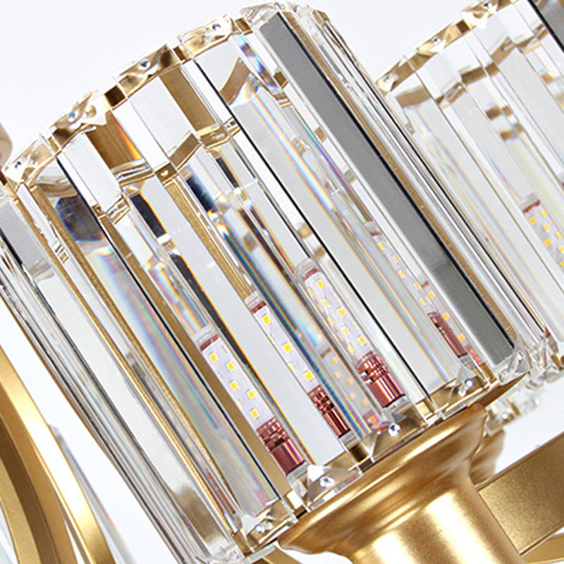 Postmodern 10-Head Cylinder Crystal Rod Pendant Chandelier – Black/Brass Hanging Ceiling Light