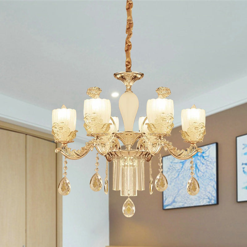 Sputnik Clear Glass Chandelier with 6/8 Gold Pendant Lights - Wide 27.5"/31.5" - Sleek and Stylish Fixture