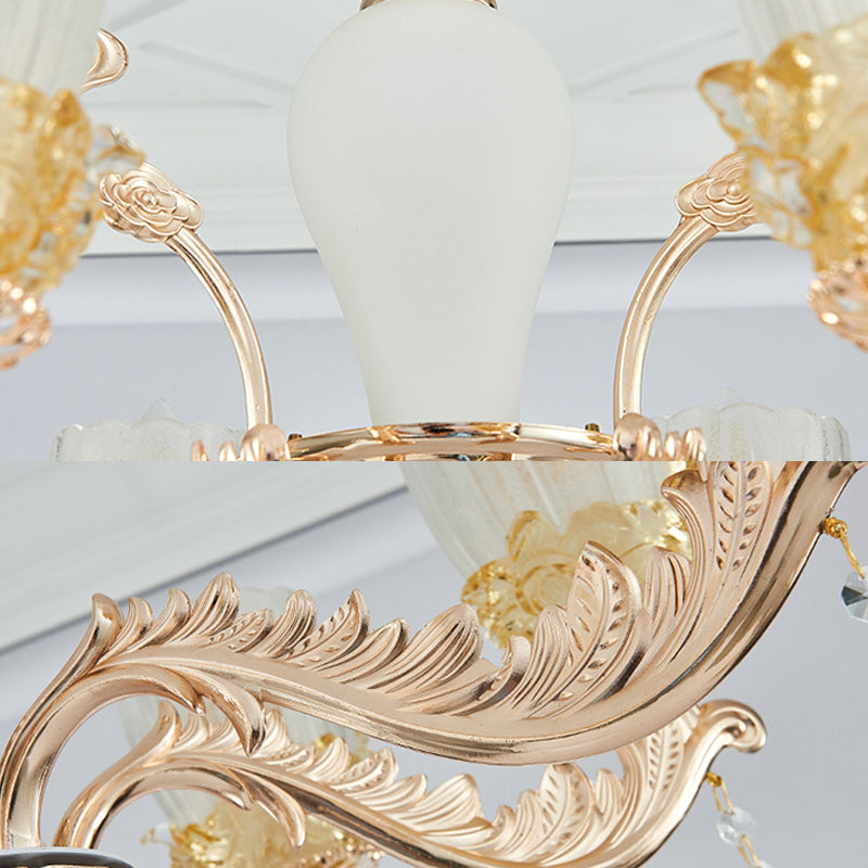 Sputnik Clear Glass Chandelier Light - Modern 6/8 Head Pendant Fixture In Gold Available 27.5 Or