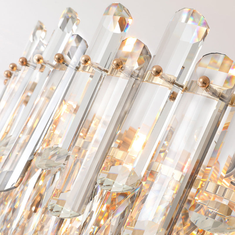 Postmodern Drum Crystal Pendant Light Kit with 10 Brass Chandelier Heads