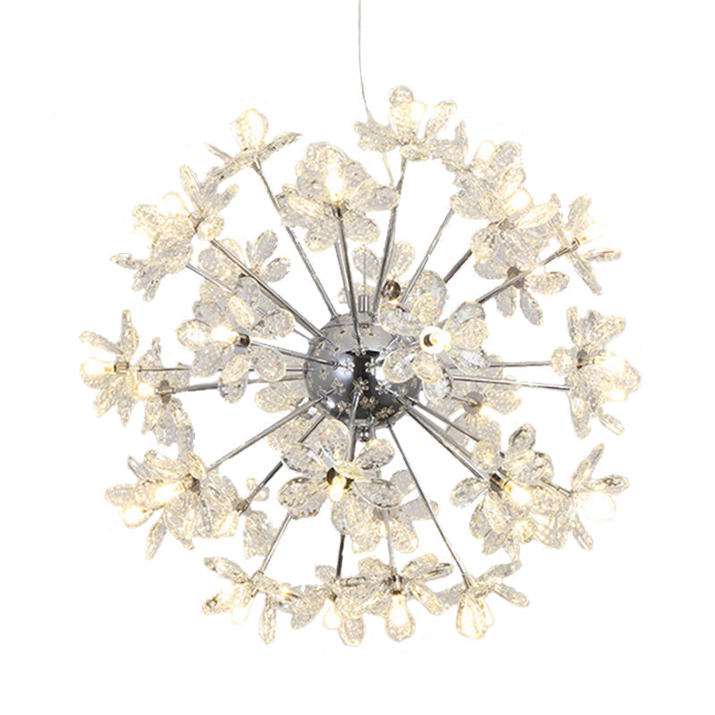 Contemporary Crystal Starburst Ceiling Light Fixture Chrome/Gold Chandelier Pendant