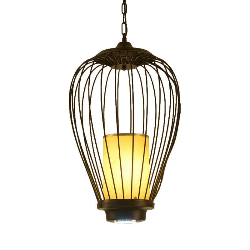 Chinese Style Wire Cage Suspension Lamp - 14/18 Wide 1-Light Hanging Ceiling Pendant