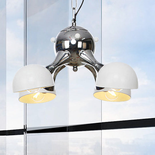 Modern Industrial Dome Hanging Light - 3/4/5 Heads Living Room Chandelier In Black/Chrome Finish 4 /