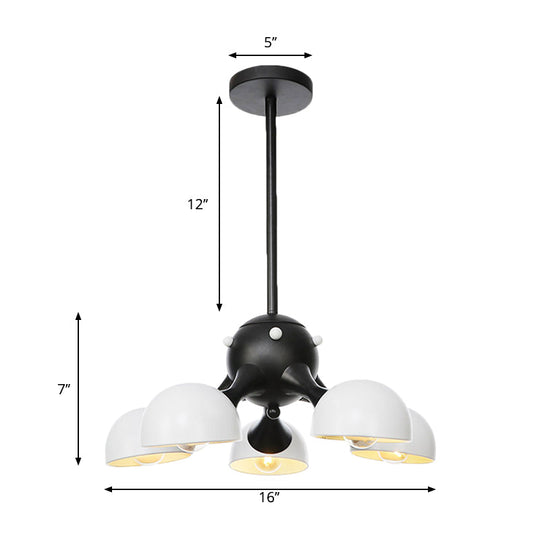 Modern Industrial Dome Hanging Light - 3/4/5 Heads Living Room Chandelier In Black/Chrome Finish