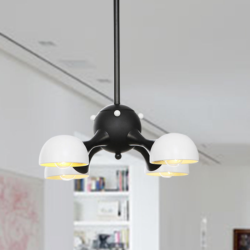 Modern Industrial Dome Hanging Light - 3/4/5 Heads Living Room Chandelier In Black/Chrome Finish 4 /