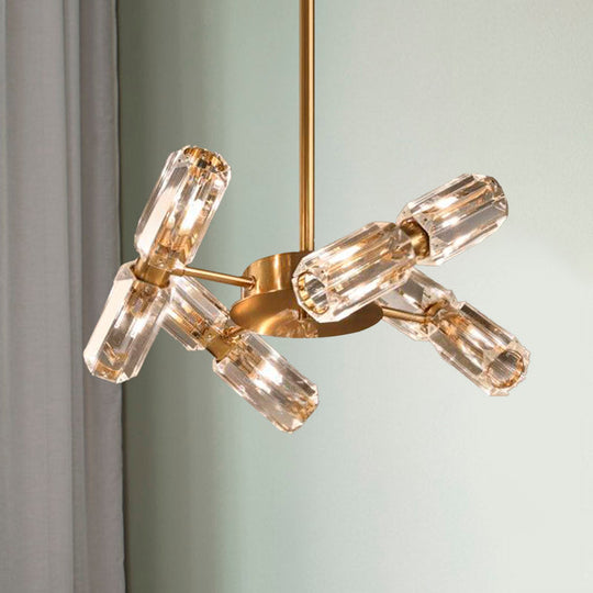 Modern Faceted Crystal Chandelier - Gold Finish With 6/8/10 Bulbs Hanging Ceiling Light 8 /