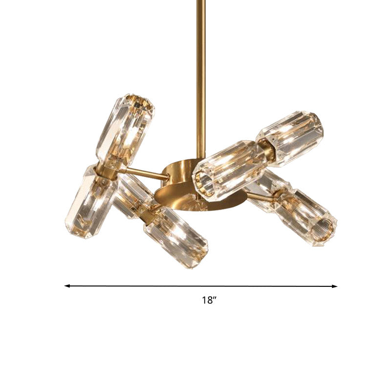 Modern Faceted Crystal Chandelier - Gold Finish With 6/8/10 Bulbs Hanging Ceiling Light