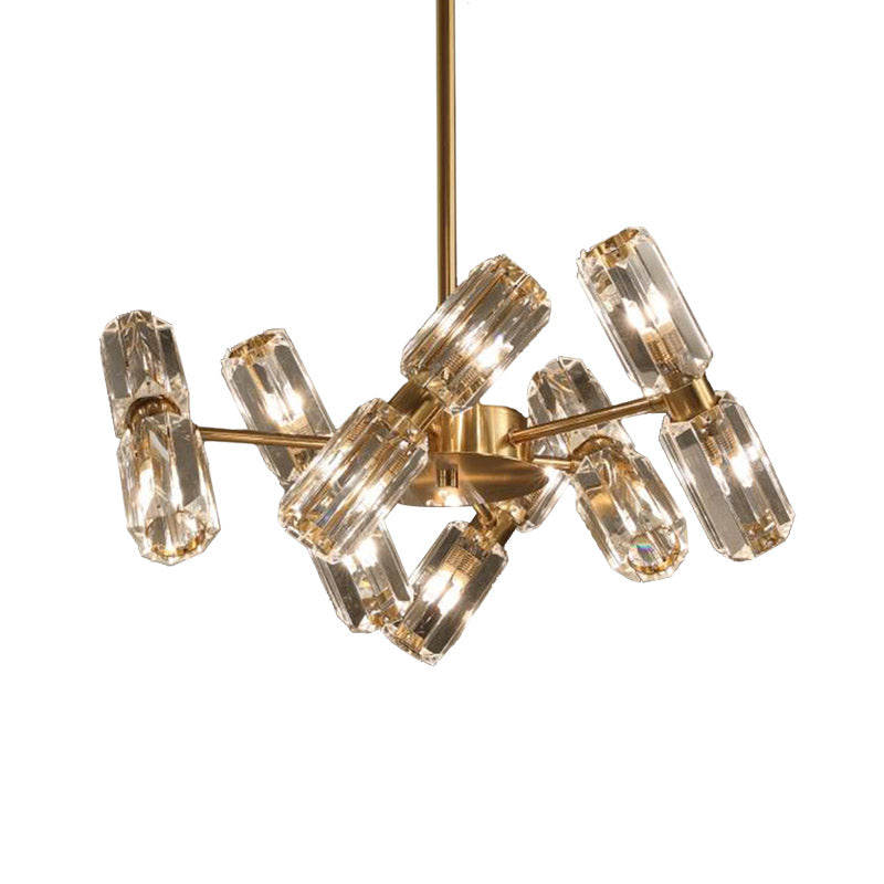 Modern Faceted Crystal Chandelier - Gold Finish With 6/8/10 Bulbs Hanging Ceiling Light
