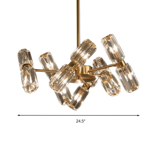Contemporary Gold Tube Faceted Crystal Chandelier Lamp with 6/8/10 Bulbs - Hanging Ceiling Light