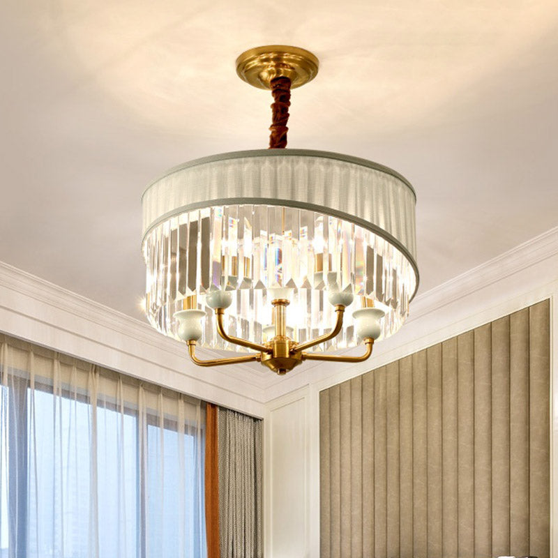 5-Light Traditional Chandelier With Crystal Shade - Cylinder Ceiling Pendant Lighting Clear