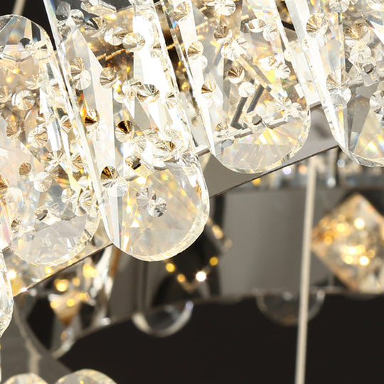 Modernist LED Crystal Chandelier - Nickel Finish, Circular Design