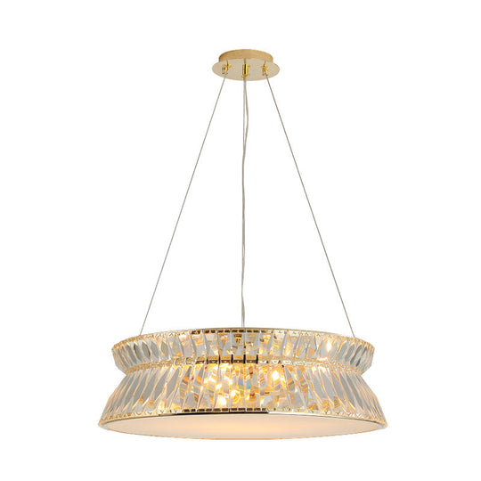 Contemporary 4-Bulb Drum Chandelier Pendant Light With Crystal Shade
