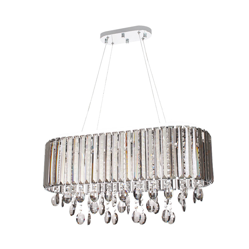 Contemporary 1-Tier Crystal Chandelier Lamp | 6 Heads Clear Hanging Light Kit For Living Room