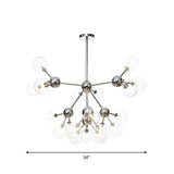Industrial Style Hanging Chandelier Light With Amber/Clear/Smoke Gray Glass In 3/9/12 Lights -