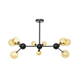 Industrial Living Room Chandelier Lamp With Sputnik Design And Amber/Clear/Smoke Gray Glass - 3/9/12