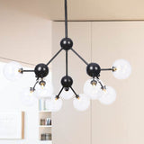 Industrial Living Room Chandelier Lamp With Sputnik Design And Amber/Clear/Smoke Gray Glass - 3/9/12