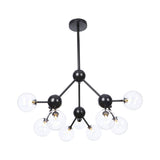 Industrial Living Room Chandelier Lamp With Sputnik Design And Amber/Clear/Smoke Gray Glass - 3/9/12