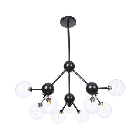 Industrial Living Room Chandelier Lamp With Sputnik Design And Amber/Clear/Smoke Gray Glass - 3/9/12