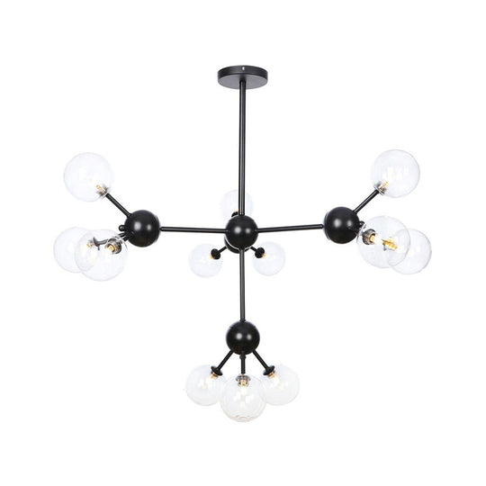 Industrial Orb Chandelier Lamp with Sputnik Design, Amber/Clear/Smoke Gray Glass, 3/9/12 Lights, 13"/27.5"/34" Wide