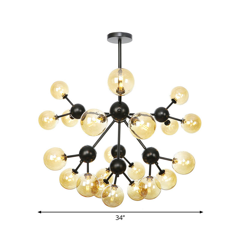Industrial Living Room Chandelier Lamp With Sputnik Design And Amber/Clear/Smoke Gray Glass - 3/9/12