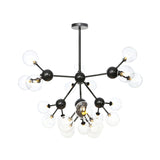 Industrial Living Room Chandelier Lamp With Sputnik Design And Amber/Clear/Smoke Gray Glass - 3/9/12