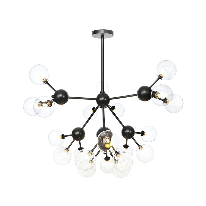 Industrial Living Room Chandelier Lamp With Sputnik Design And Amber/Clear/Smoke Gray Glass - 3/9/12