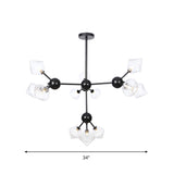 Diamond Living Room Chandelier Lamp - Warehouse Style Pendant Lighting With Sputnik Design 3/9/12