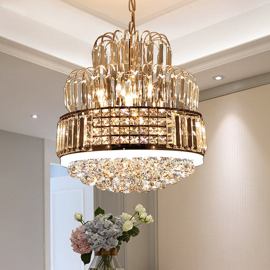 Modern Circular Chandelier - Crystal Ball Pendant with 11 Lights, Gold Finish - Ideal for Dining Room Lighting
