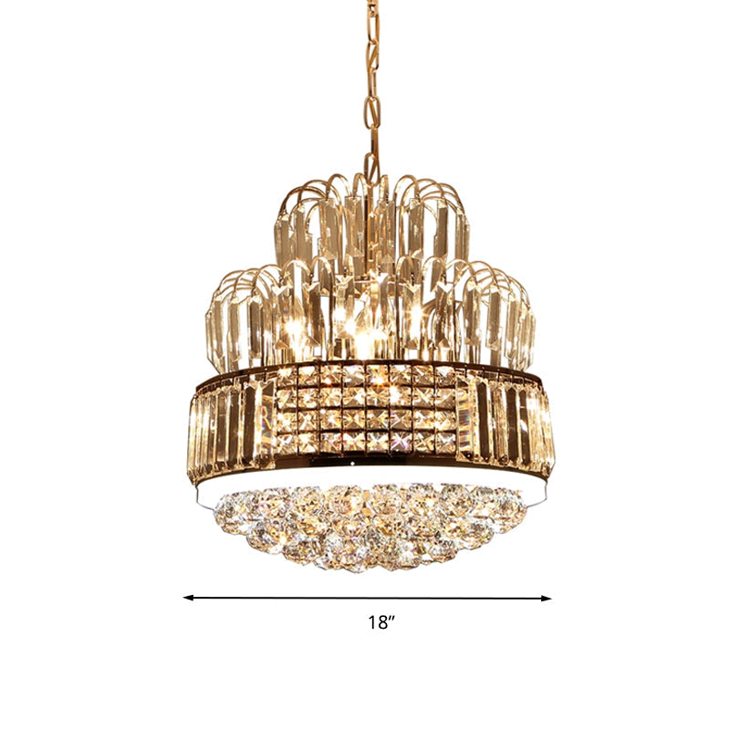 Modern Circular Crystal Ball Chandelier - 11-Light Gold Pendant Lighting For Dining Room