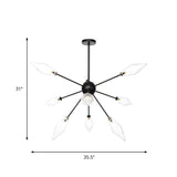 Mid-Century Diamond Shade Chandelier Light Fixture With Ribbed Glass (9/12/15 Lights) - Living Room