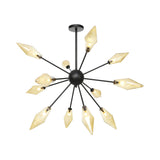 Mid-Century Diamond Shade Chandelier Light Fixture With Ribbed Glass (9/12/15 Lights) - Living Room