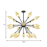 Mid-Century Diamond Shade Chandelier Light Fixture With Ribbed Glass (9/12/15 Lights) - Living Room