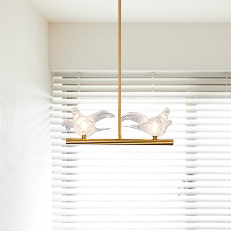 Nordic Bird Chandelier Light - Clear Crystal Bulbs Gold Pendant For Restaurant Down Lighting 2 /