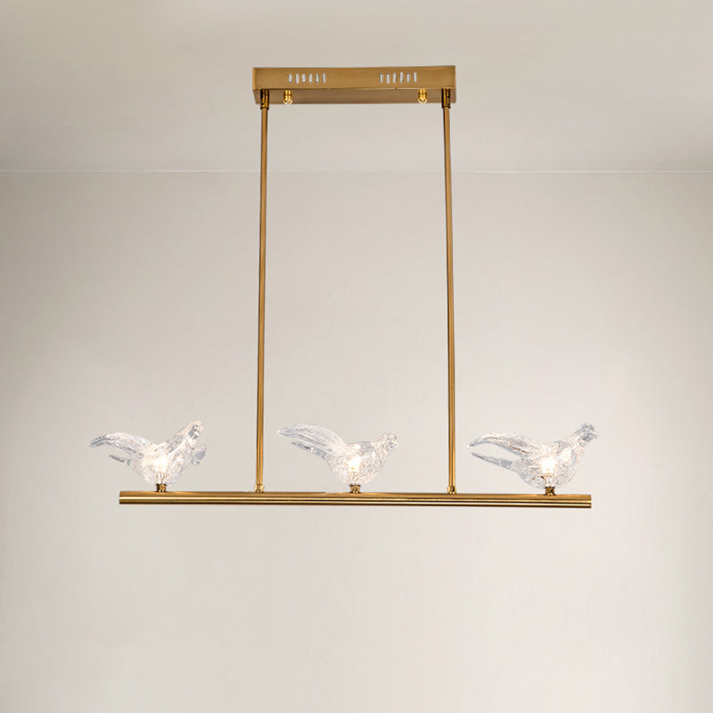 Nordic Bird Chandelier Light - Clear Crystal Bulbs Gold Pendant For Restaurant Down Lighting 3 /