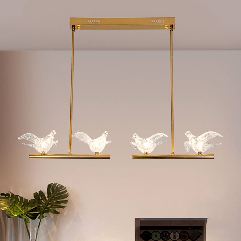 Nordic Bird Chandelier Light - Clear Crystal Bulbs Gold Pendant For Restaurant Down Lighting 4 /