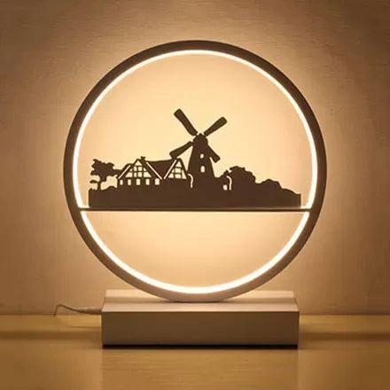 Modern Acrylic Ring Table Light With Windmill Design Perfect For Living Room Bedroom Or Desk White