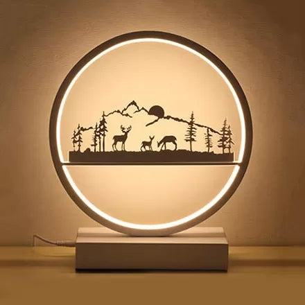 Metal Round Table Light: Natural View Creative Reading Light For Adult Bedroom & Cafe White