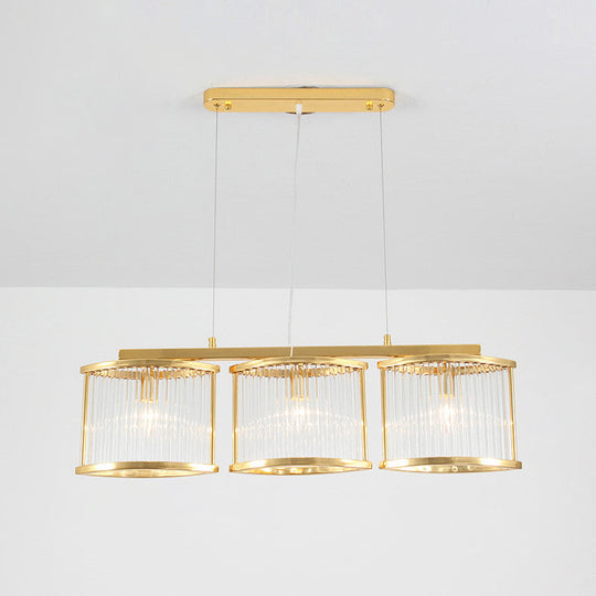 Crystal Rod Island Light - Postmodern Gold Oval Pendant For Dining Room